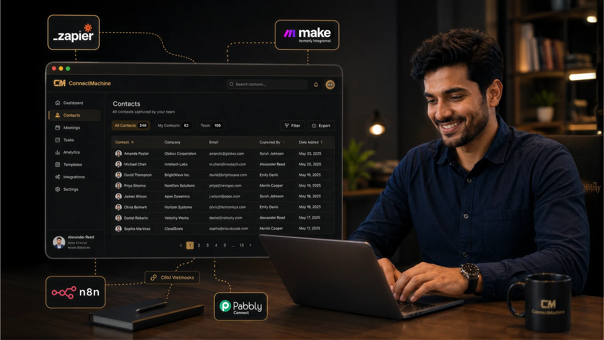 Team contacts flowing from ConnectMachine into CRM automation tools
