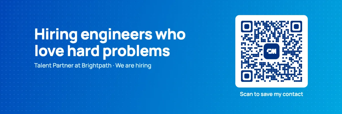 Recruiter Twitter header example in blue: Hiring engineers who love hard problems