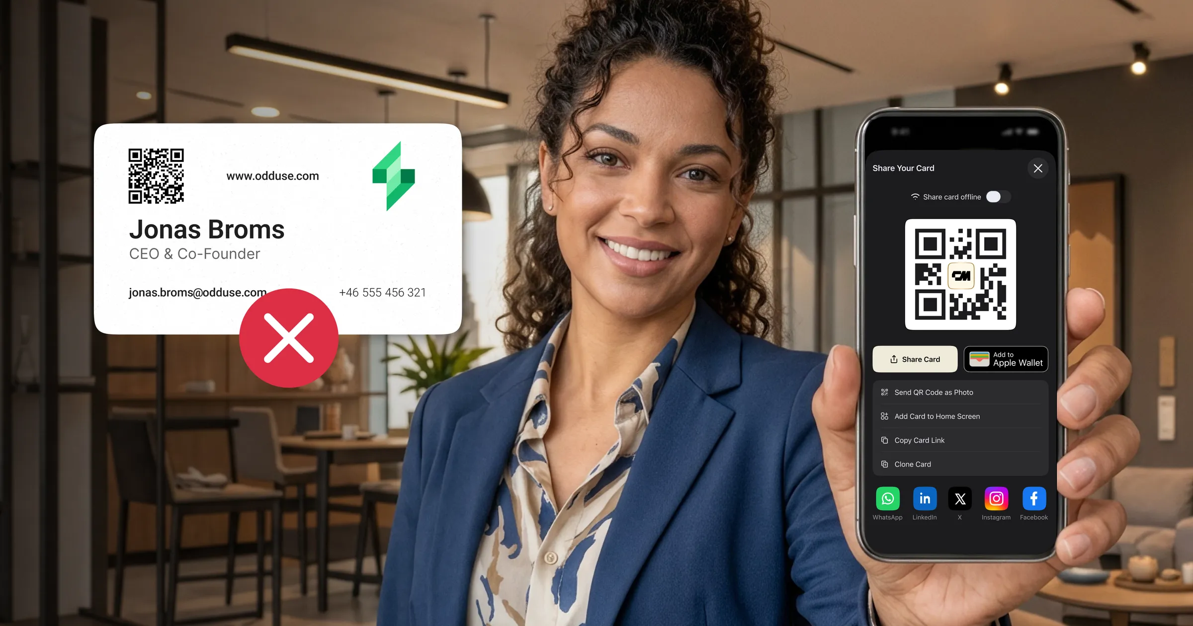 Un código QR de 2 por 2 centímetros, el tamaño mínimo práctico para cualquier cosa que se escanee desde la mano